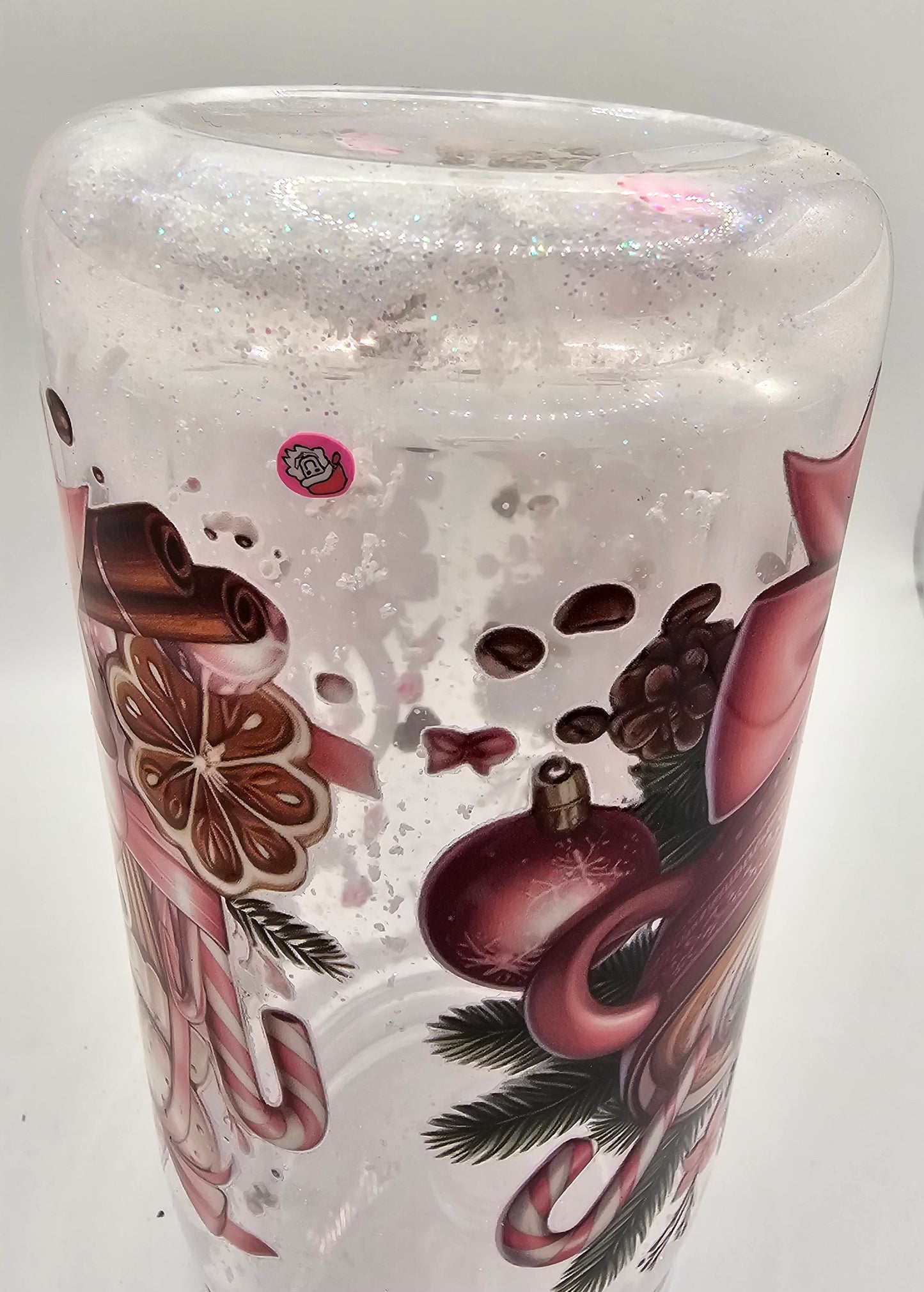 Pink and white drink