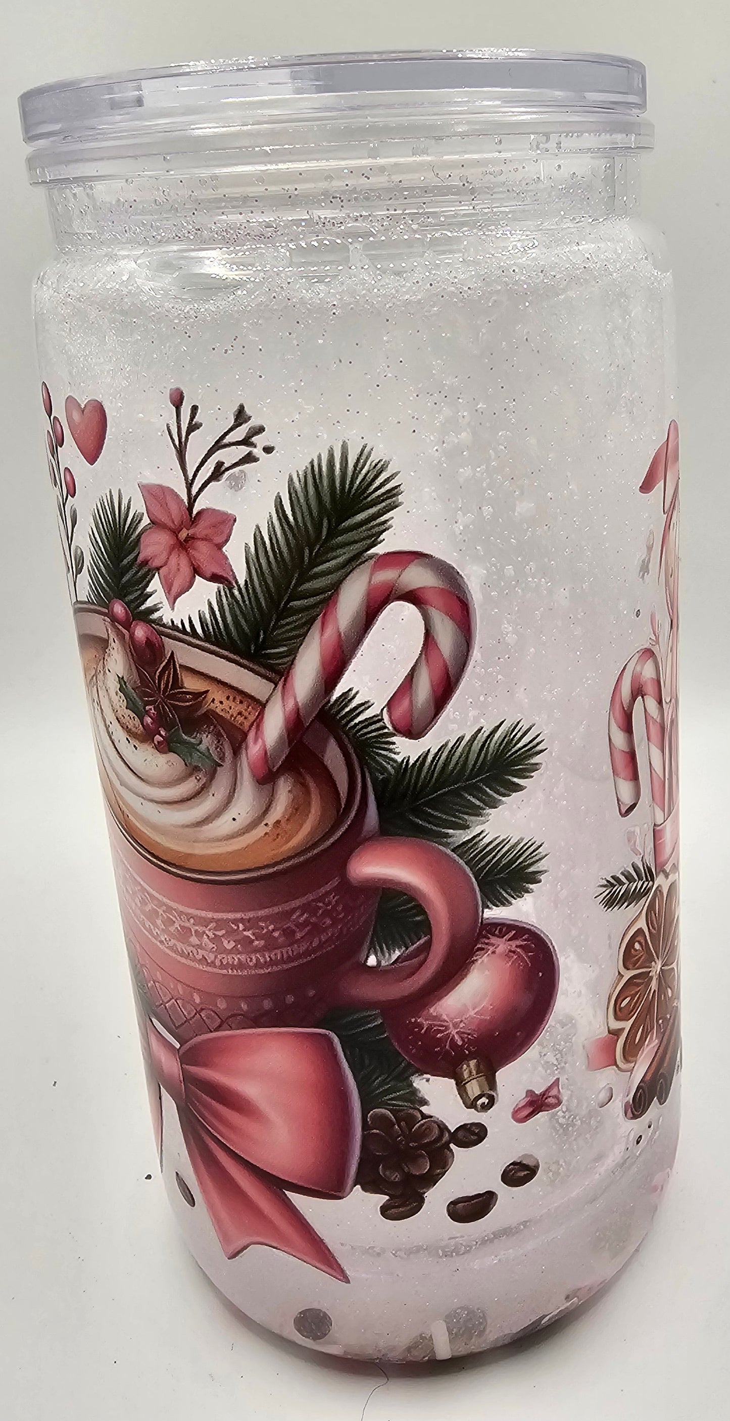 Pink and white drink