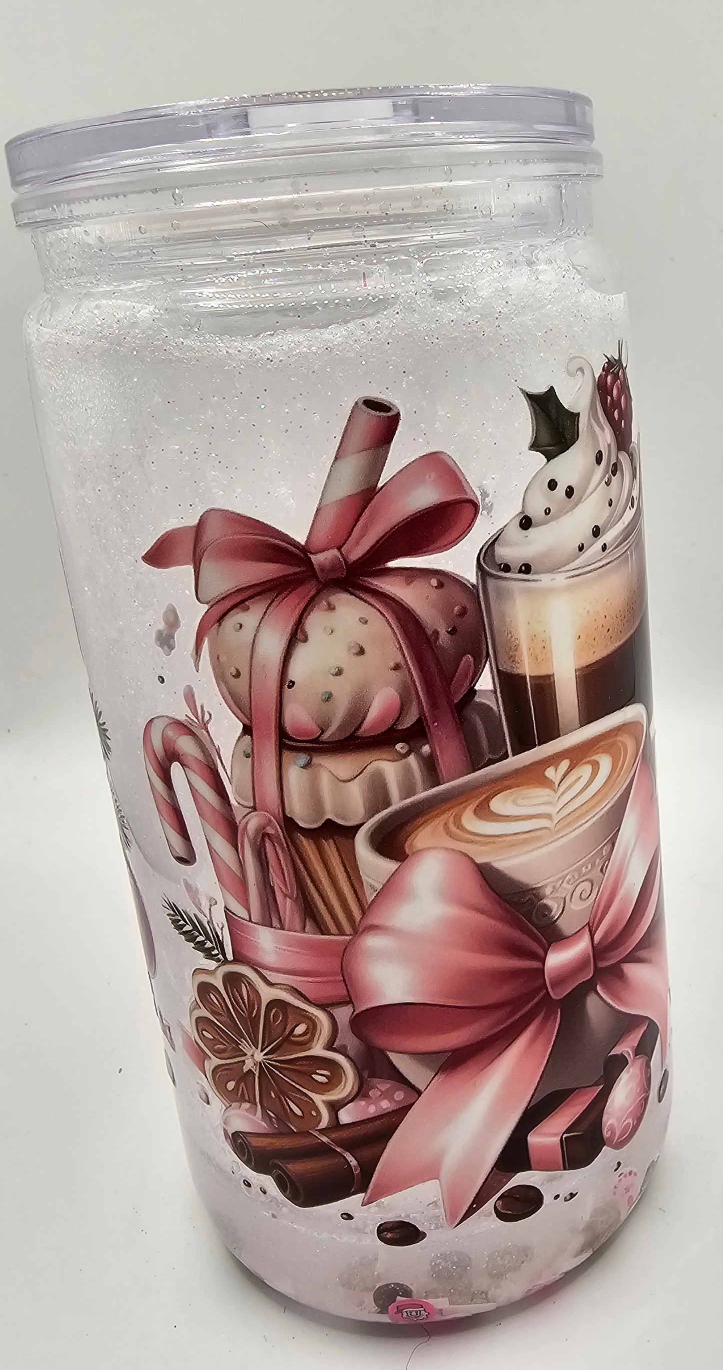 Pink and white drink